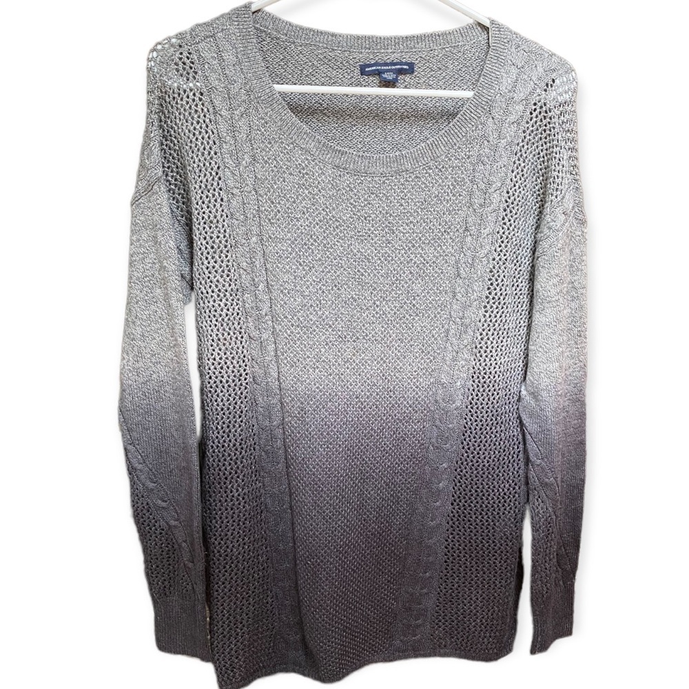 American Eagle Outfitters Soft Cozy Gray Black Cotton Sweater Like New Size S